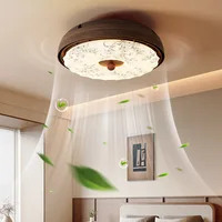 Song – ventilateur de plafond sans lame esthétique, lampe de soin oculaire silencieuse rétro minimaliste couleur noyer pour chambre à coucher 2