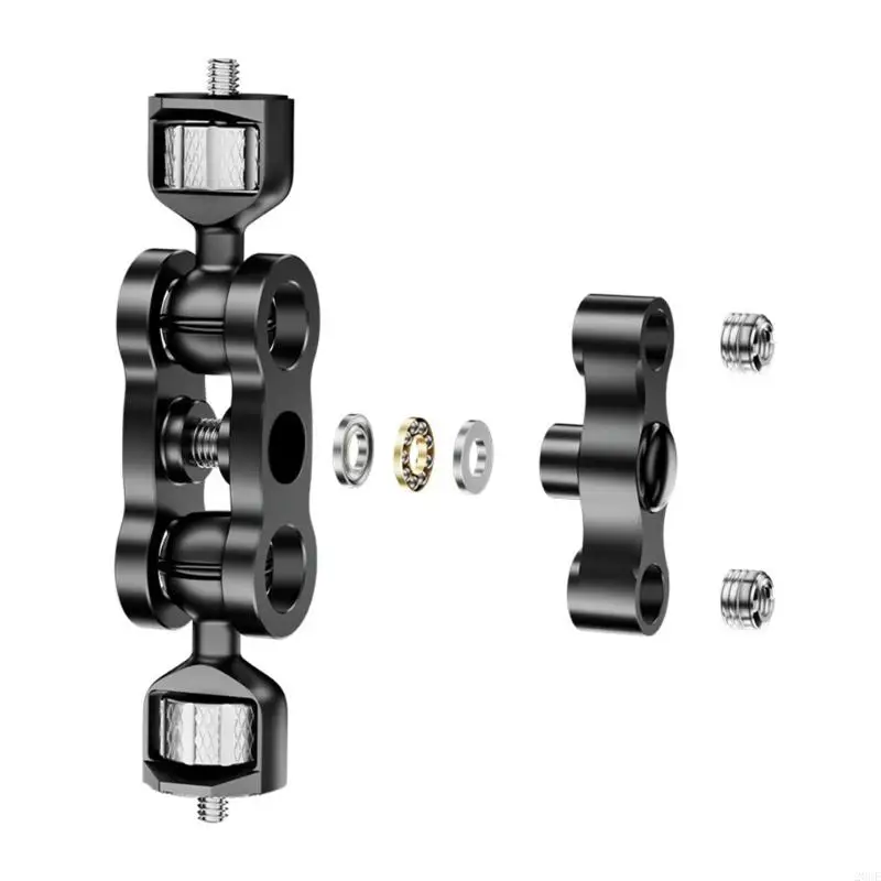 20CE Articulating Arm Double Ballheads 1/4in Screw Mount for Camera Light Microphone Mount Aluminum Alloy Clamp