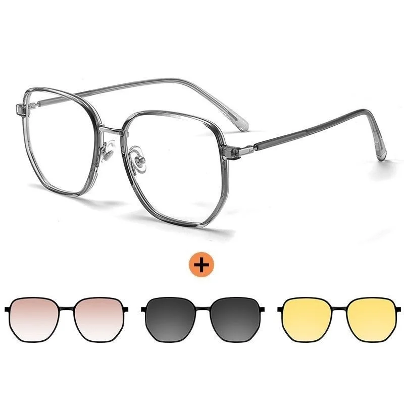 COHK Custom Women Magnetic Sunglasses Polarized Retro Round Fashion Optical Eyeglasses Frame With Clip 3Pcs Sun Glasses Polaroid