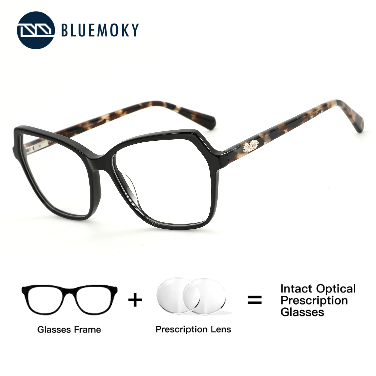 

BLUEMOKY (M Size) Women Butterfly Acetate Prescription Medical Vision Glasses Anti Blue Light Photochromic Myopia Progressive