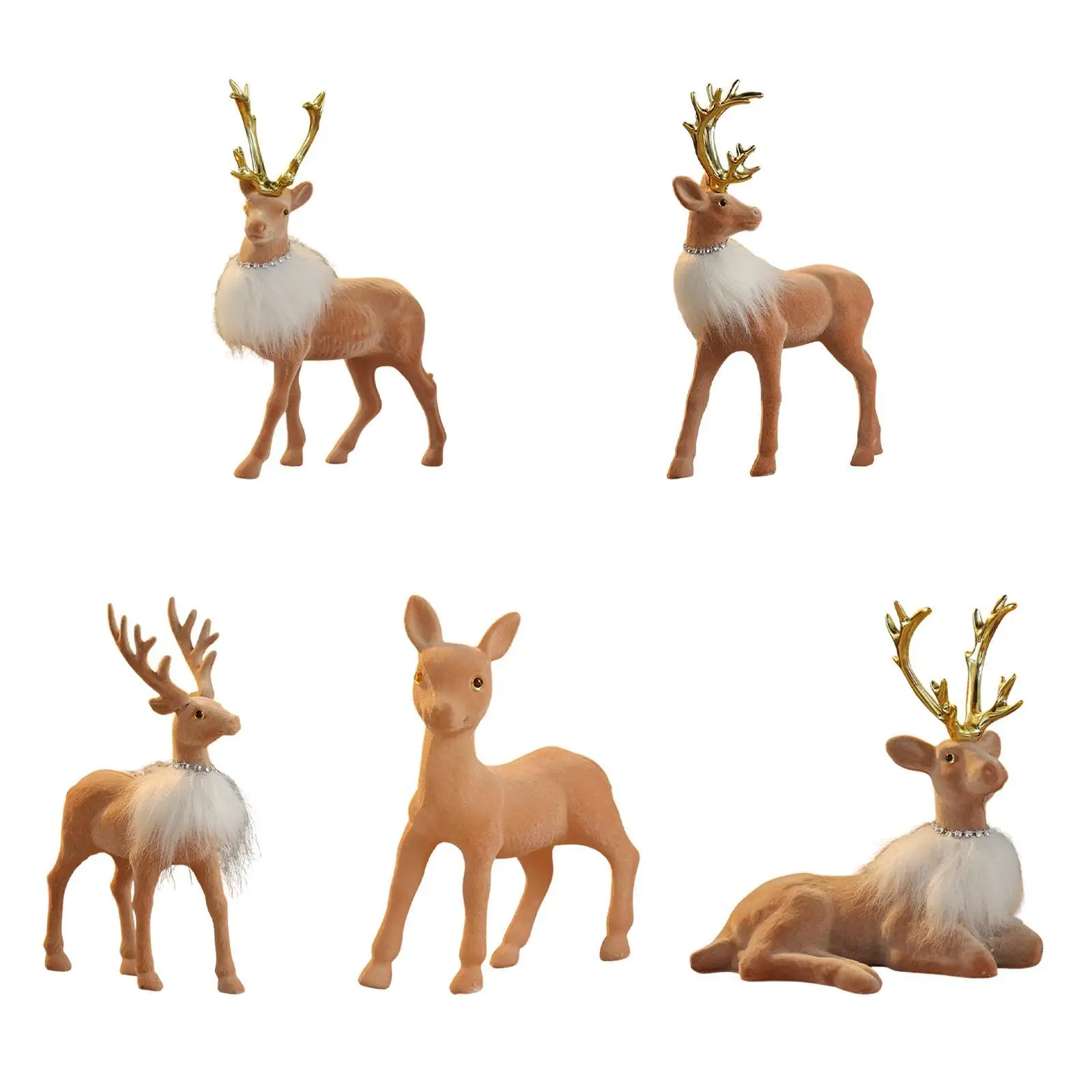Christmas Reindeer Statue Simulated Deer Sculpture Art Crafts Housewarming Gift Realistic Xmas Elk Figurine for Wedding Room