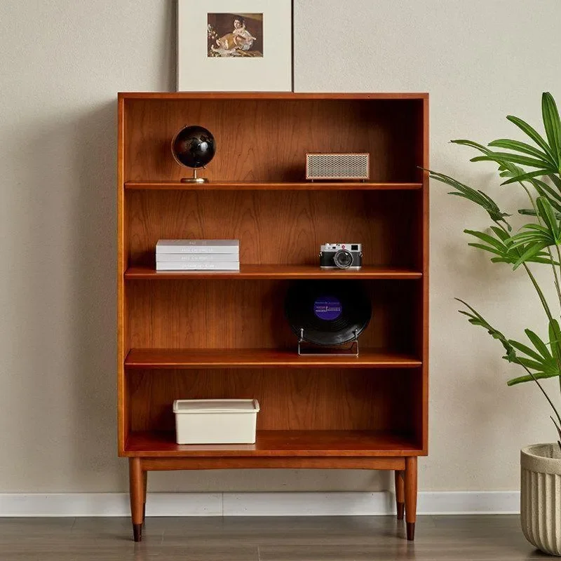 Danish Retro Solid Wood Bookcase Medieval Vintage Cherry Wood Home Shelf Teak Color Combination Locker Storage Cabinet