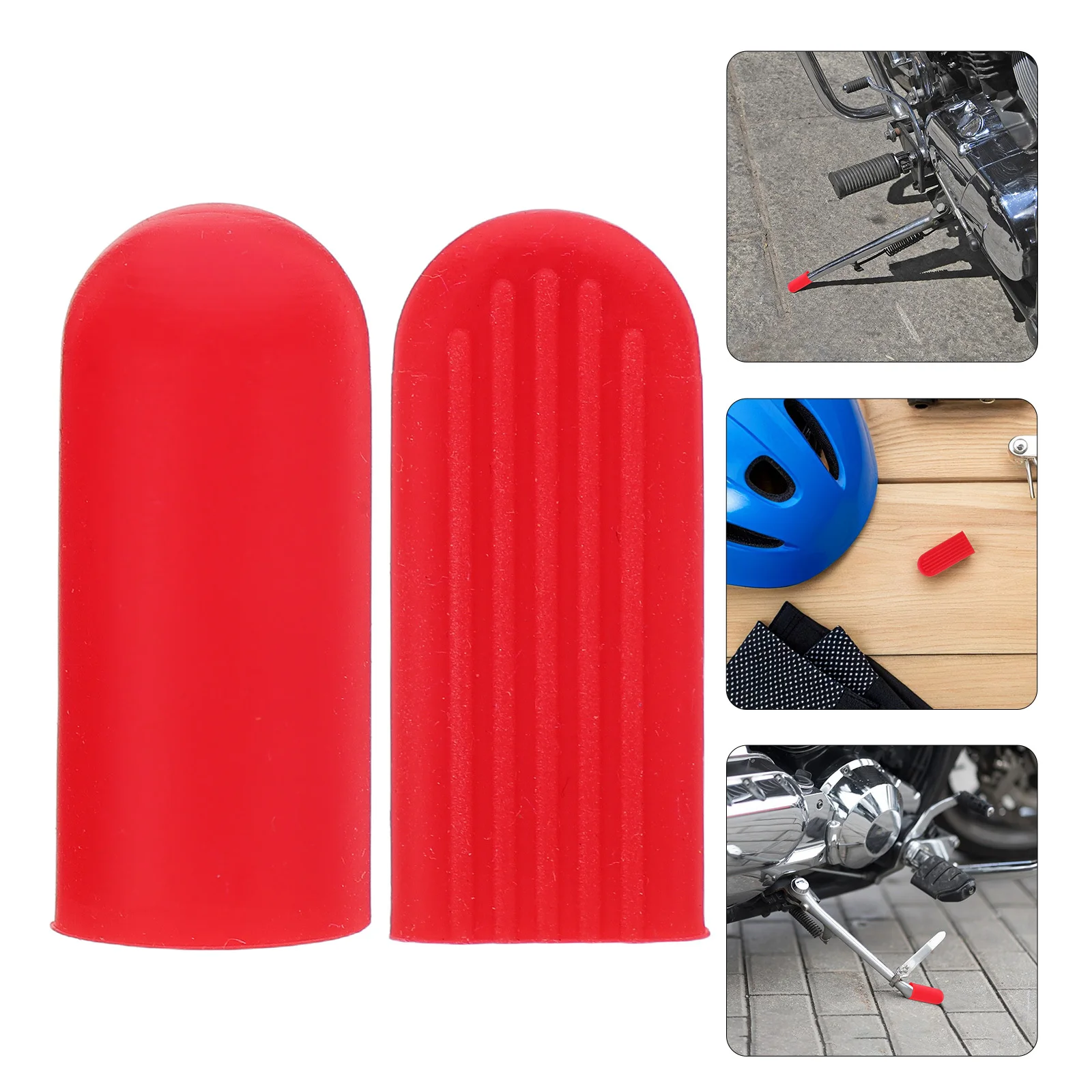 

2Pcs Electric Scooter Kickstand Silicone Protective Cover Non-Slip Shock Absorbing Foot Rest Sleeve for Motorcycle Bicycle Red