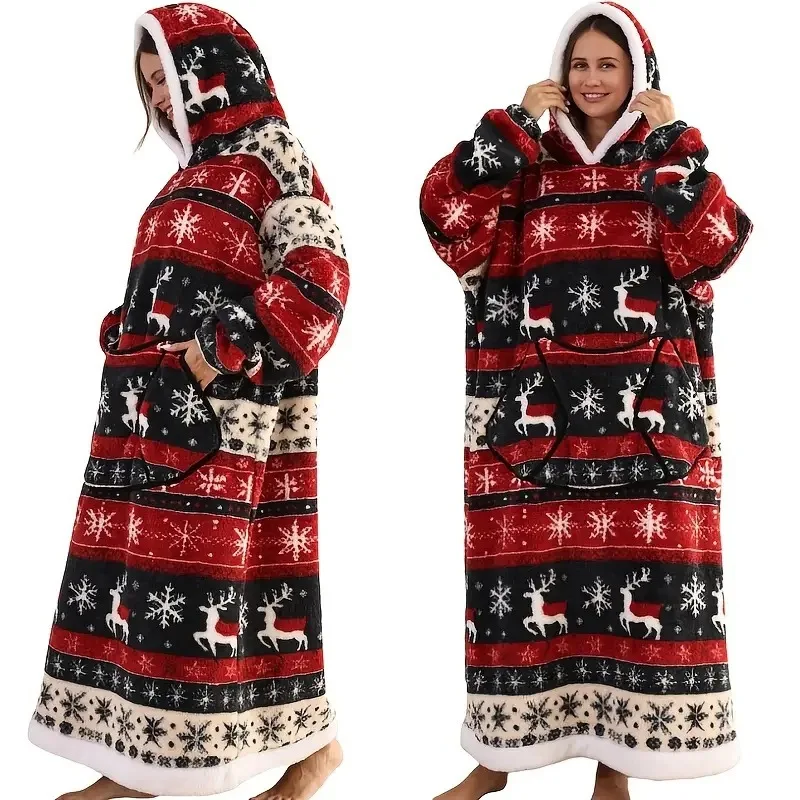 

Oversized Warm Winter Fleece Fluffy Fuzzy Wearable Blanket Thick Hooded Blanket Hoodie Sweatshirt for Adults Men Women Christmas