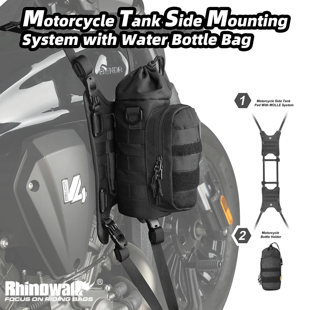 

Rhinowalk Motorcycle Tank Side Water Bottle Pouch Set Insulation Motorcycle Tank Side Bag Base Tactical Water Bottle Holder
