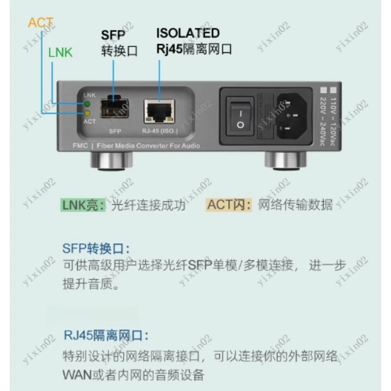Hi-Fi Audio Ethernet Purifier Fiber Optic Transceiver Constant Temperature Crystal Oscillator