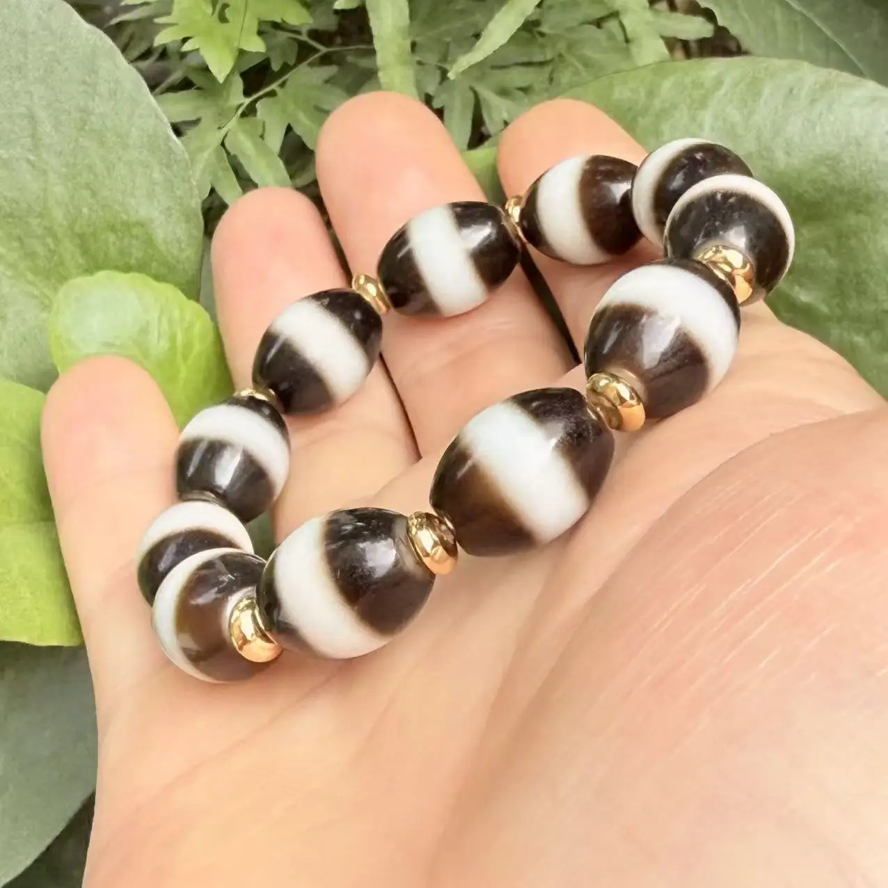 Black and White First-line Tibetan Dzi Bracelet natural agate Charming Mutipute totems  precious taki Bracelet for women and men