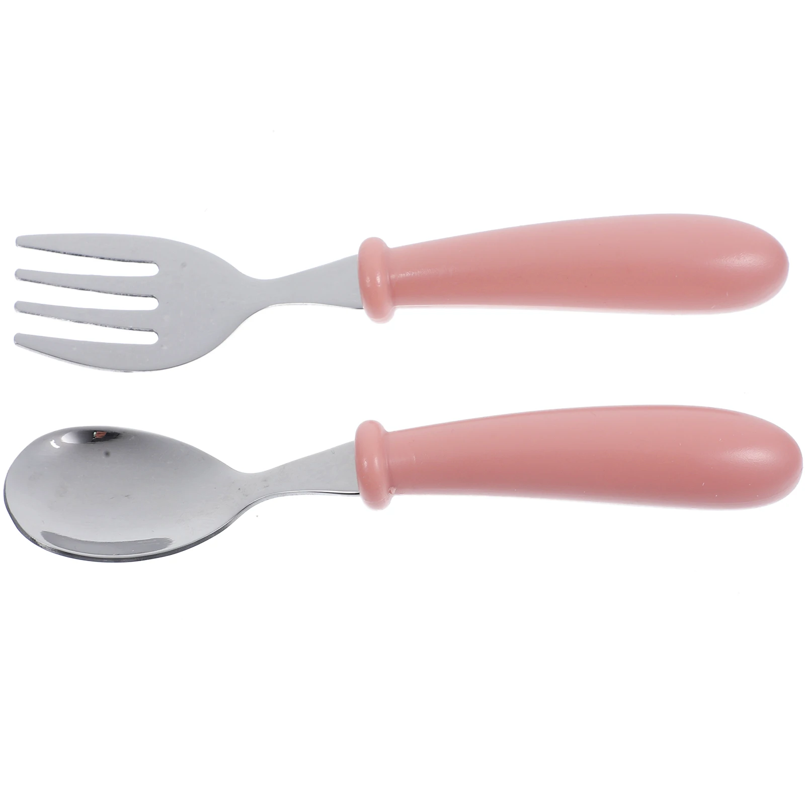 

1 set 1 Set Stainless Steel Baby Cutlery Set Durable Lightweight Easy Grip Spoon Fork Feeding Training Utensils With Box (Pink)