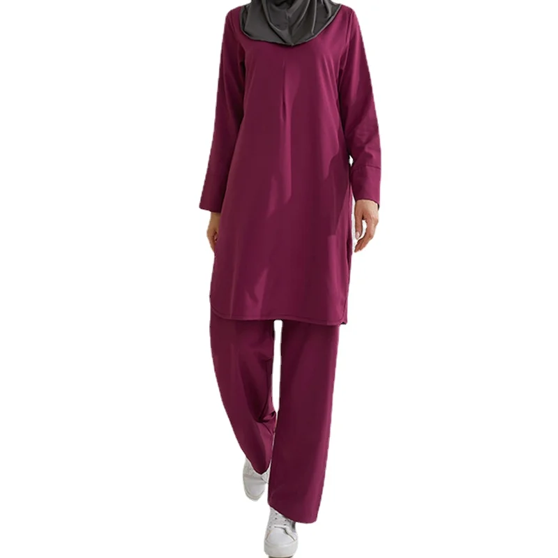 Muslim Sets Spring and Autumn Fashion Large Size Middle Eastern Arab Two Piece Casual Pants and Robe Muslimische Sets