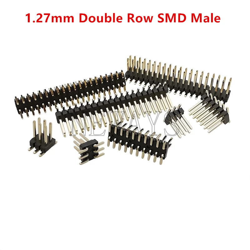 1.27mm 2X2/3/4/5/6/8/10/12/13/15/20/40/50 Pin Double Row Straight Needle PCB Strip Connector 1.27mm SMD Male Female Header Socke