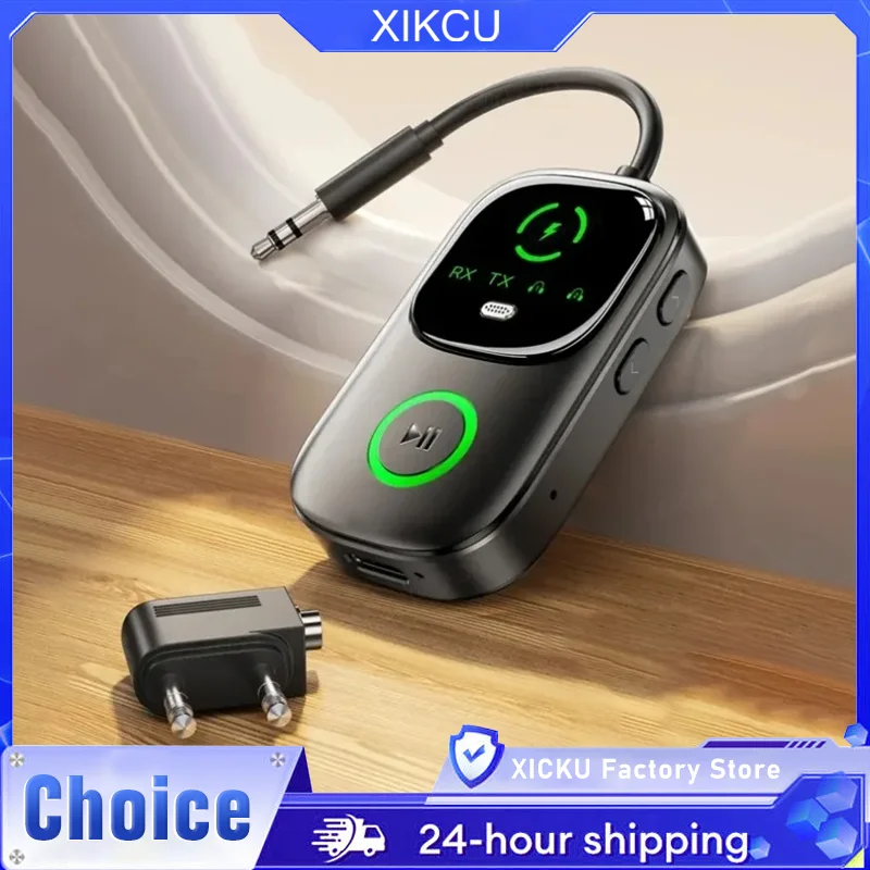 

2-в-1 Bluetooth 5,4 аудиоприемник-передатчик дисплей 3,5 мм AUX беспроводной аудио адаптер для автомобиля самолет динамик ТВ ПК