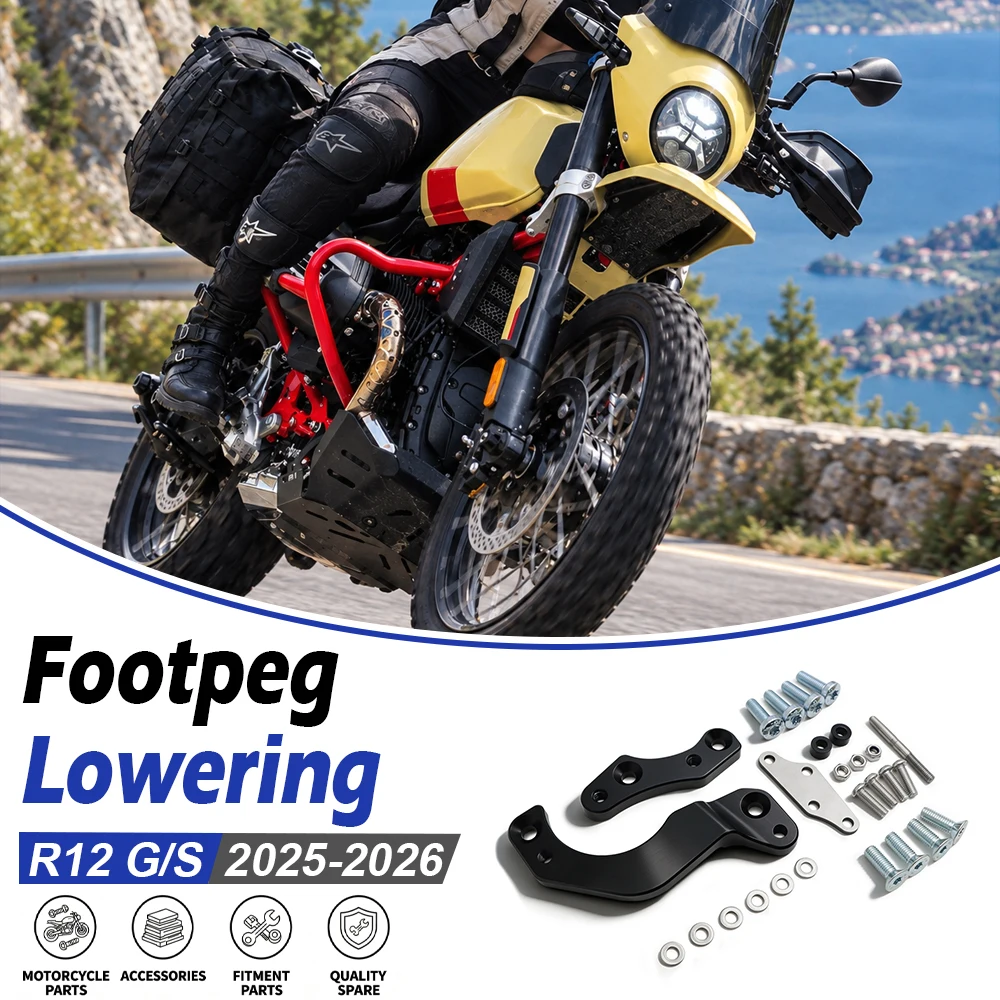 For BMW R12G/S R12GS R12 GS R12 G/S 2025 2026 Motorcycle Standing Riding Rear Footpeg Lowering Bracket Footrest Descender Kit