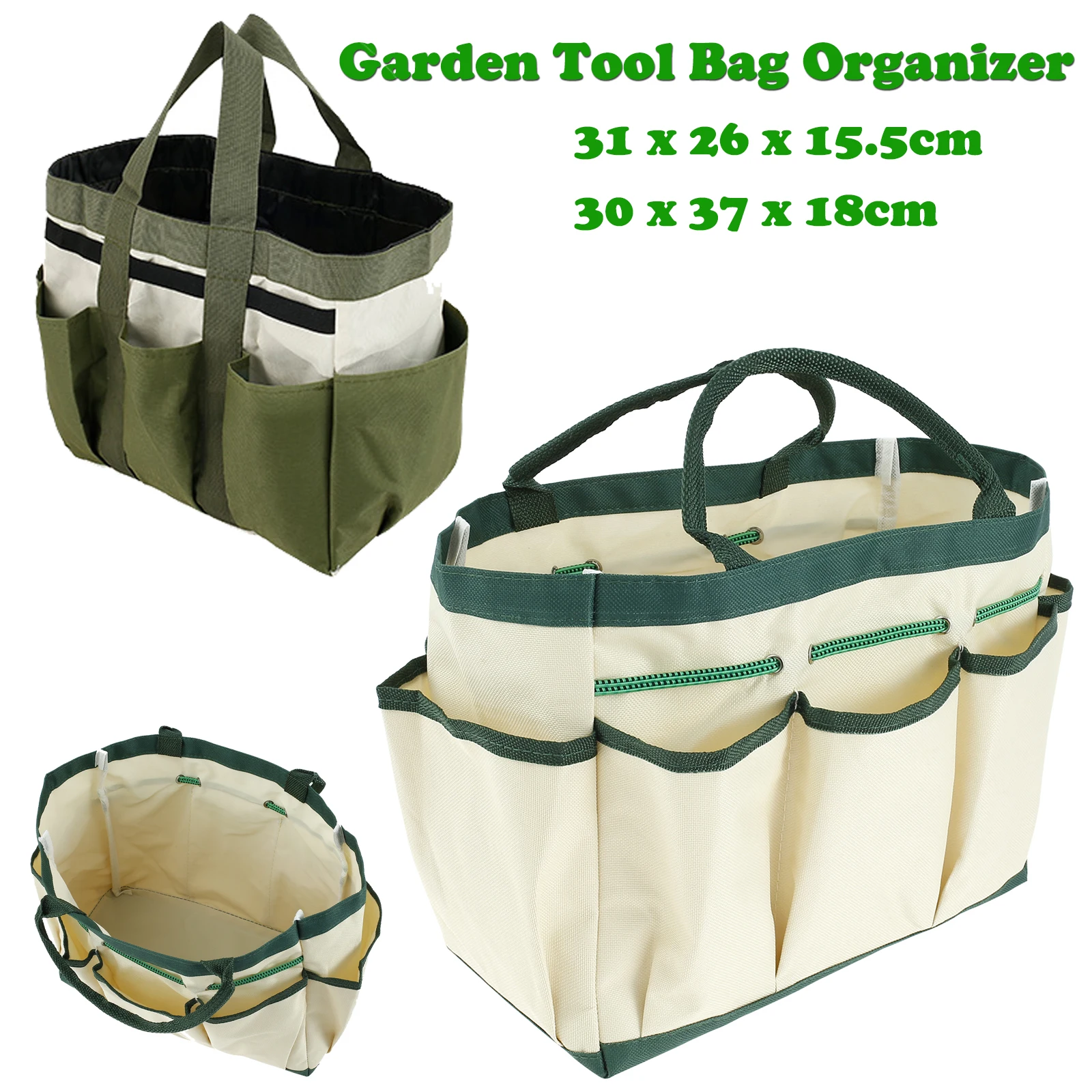 Garden Tool Bag Organizer with 8 Pocket Heavy Duty 600D Oxford Garden Tote Storage Bag Multipurpose Portable Garden Tote Bag
