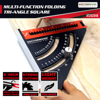 Folding Triangle Squares Ruler Aluminum Alloy 2-in-1 Positioning Angle Woodworking Tool with Base Goniometer Angle Marking Gauge