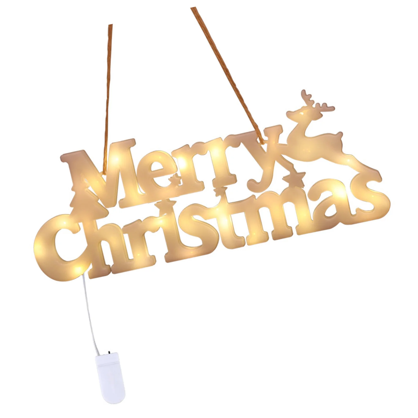 LED Letters Christmas Lights with Hanging Rope Warm White 10.5x27.5x1.4cm ABS 230g 1 Piece for Home Party Decoration Button