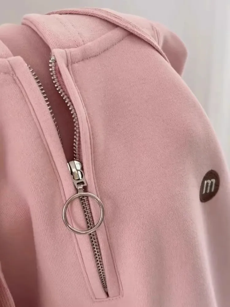 Plus size hoodie feminino fce forrado f zíper suor outono inverno thiened coreano sle casual faion topo