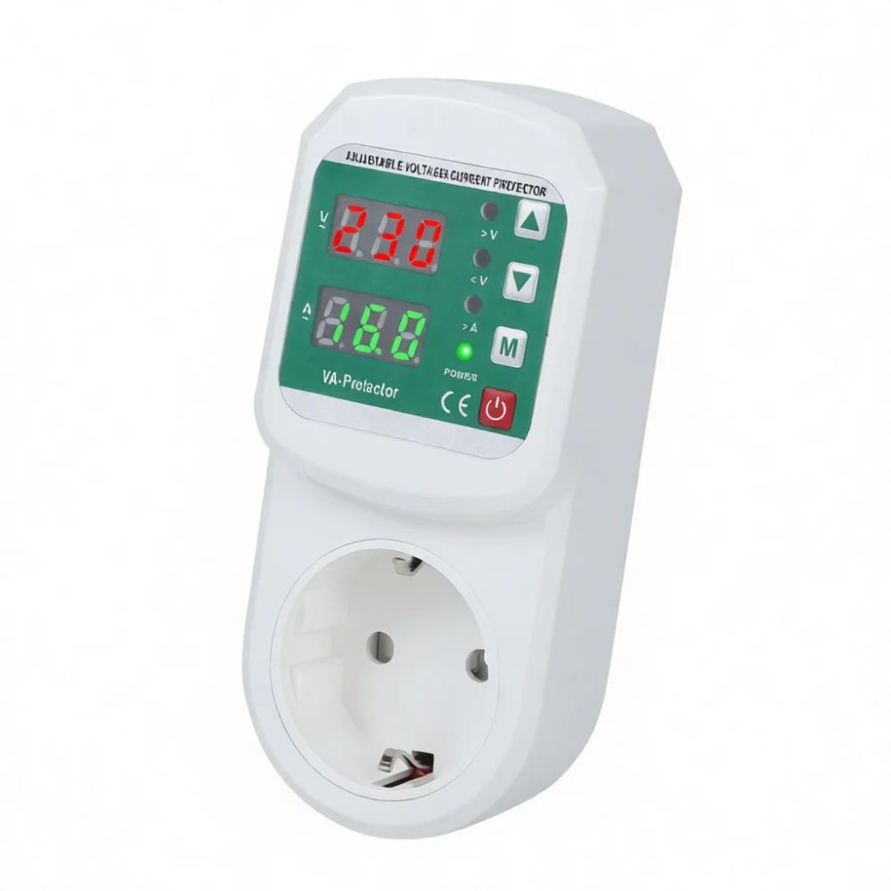 Safety Protection Socket 16A EU Plug Adjustable Overvoltage Undervoltage Controller For Electrical Motor Gear