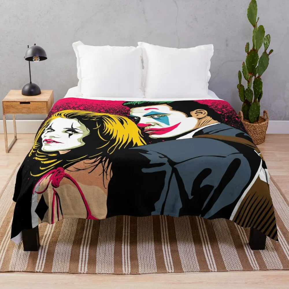 

Clown Romance Throw Blanket Flannel Fabric Multi-Purpose manga Hairy Blankets