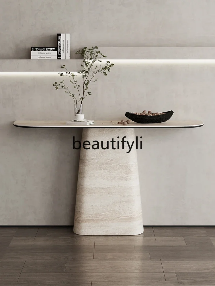 

Italian light luxury entrance, entrance, entrance platform against the wall, corridor, aisle, entrance table