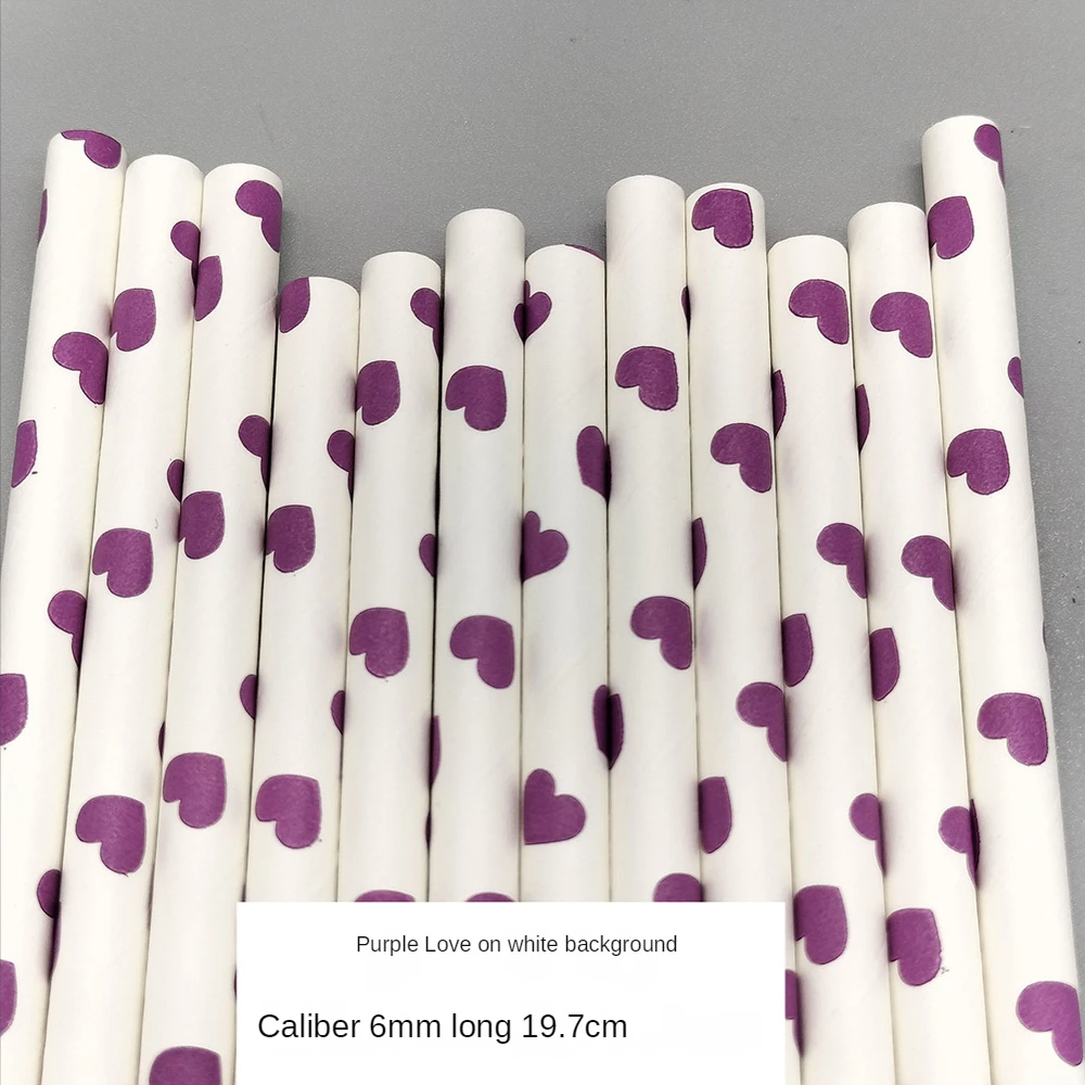 25Pcs Purple and Light Purple Stripe Dot Paper Straws for Birthday Wedding Decorative Party Event Drinking Straws Supplies