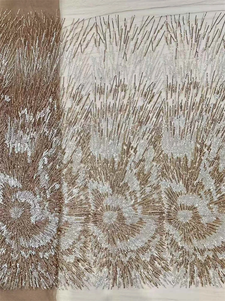 قماش دانتيل مطرز ثقيل أفريقي، قماش عريس ترتر نيجيري، فستان حفلات الزفاف، جودة عالية، 5 ياردات