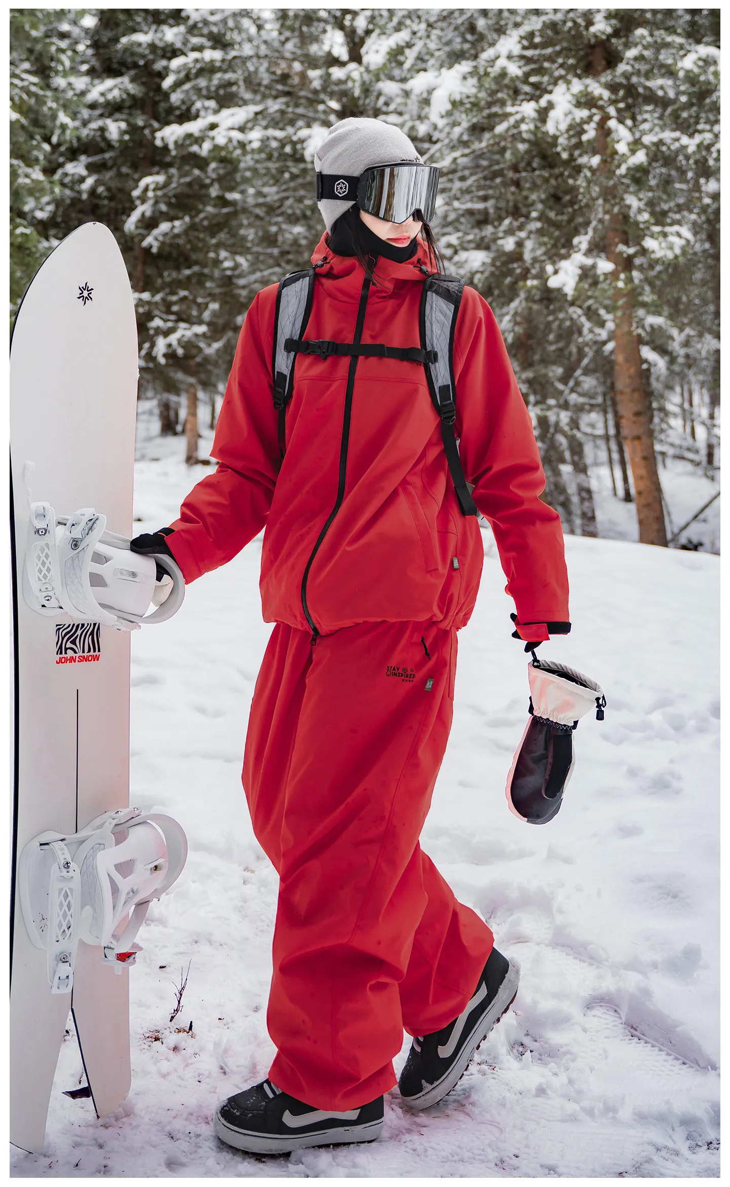 John Snow 2025 Neuer Ski-Anzug für Paare, Einzel- und Doppelmodell, locker geschnitten, wasserdicht, wärmeisolierend, Skihose und Skijacke – Detail 40