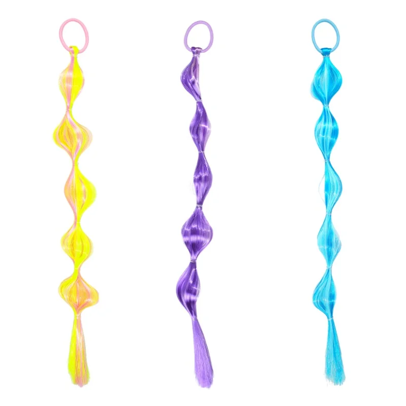 3/6 Buah Ikat Rambut Manis Kepang Mode Ikat Kepala Anak Perempuan Ikat Rambut Wig Kepang Panjang Putar Ikat Rambut Ekor Kuda Aksesori Rambut Pesta