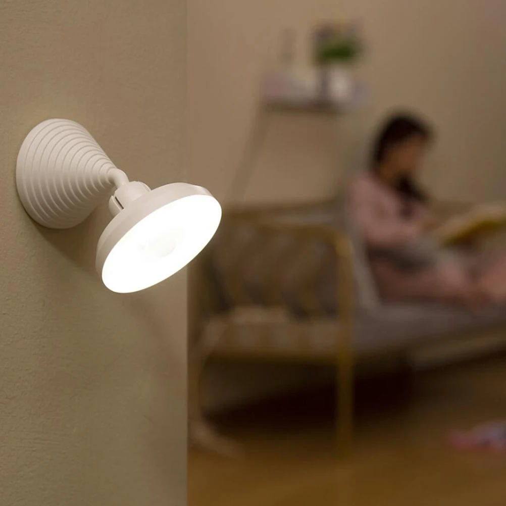 

Human Body Induction Night Light White Bulbs 360 Degree Rotatable Lamp Bedroom Table Baby Room Small Practical