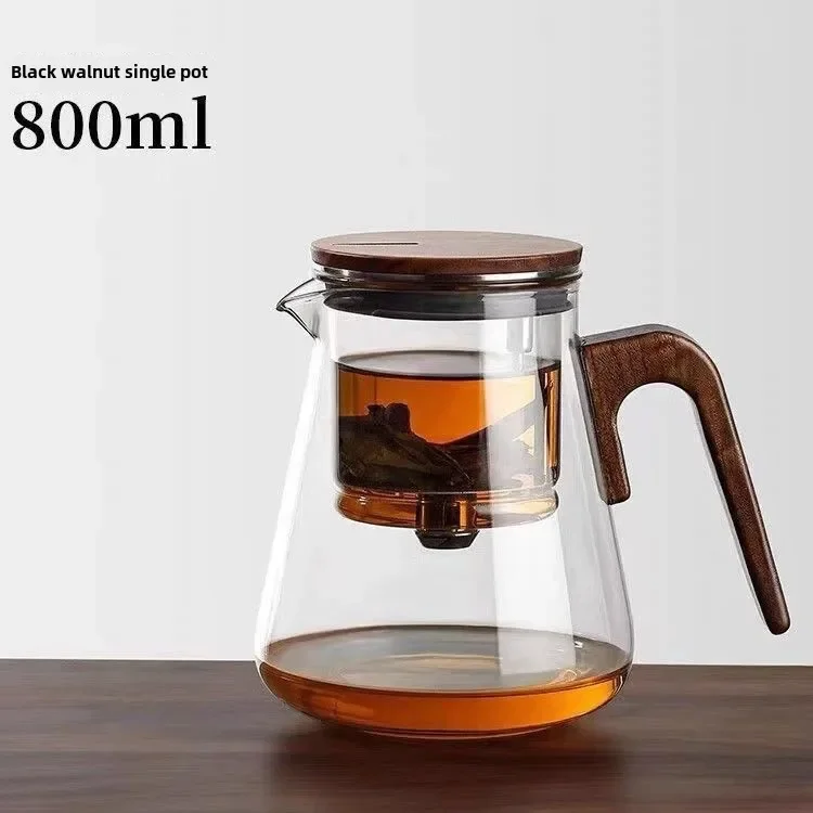 Bangtian Magnetic Rotary Walnut tanpa kunci kaca dalam kapsul elegan cangkir Pot elegan Filter teh Set 800ml