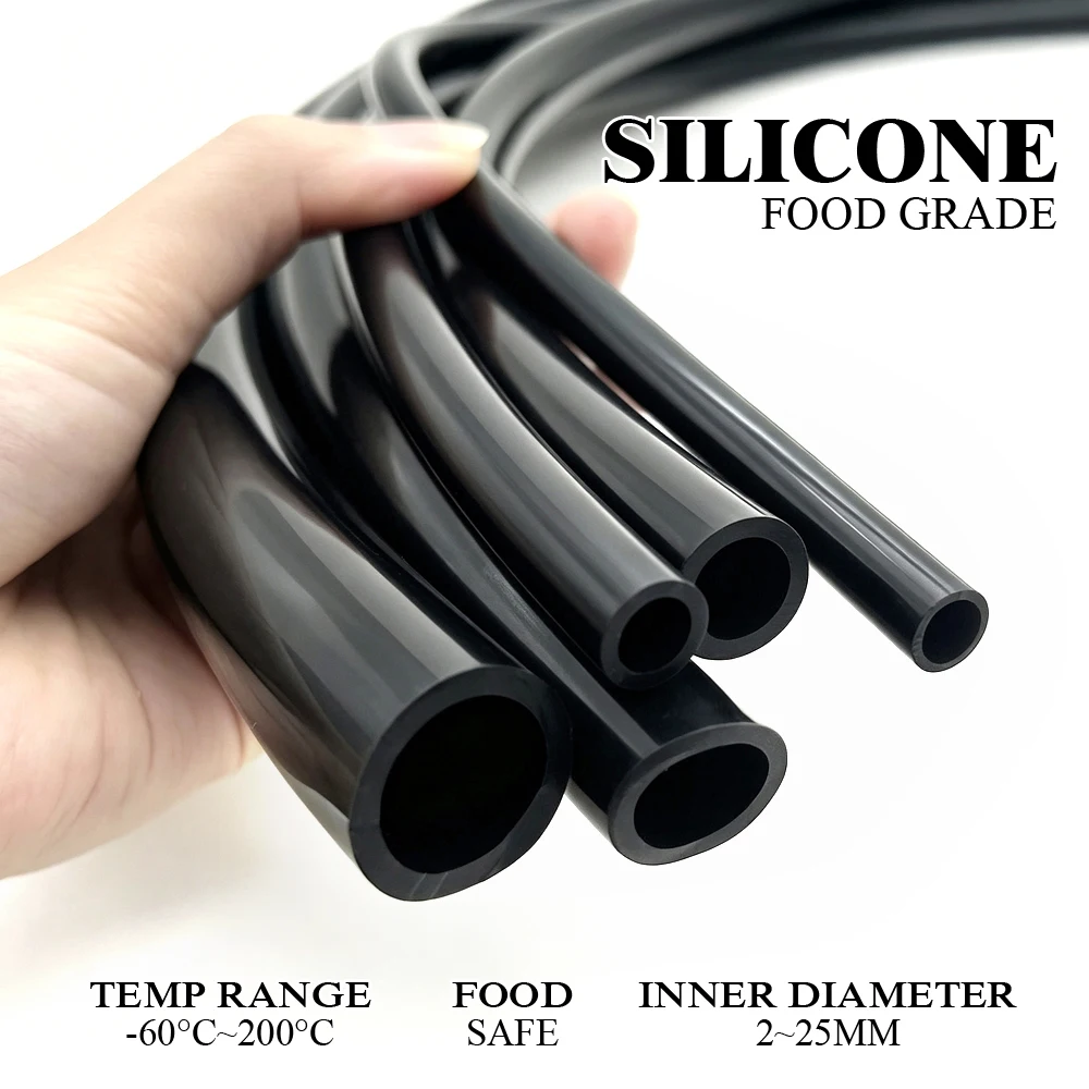 Black flexible food grade silicone tube ID 2~25mm Easy to bend/wear-resistant/water dispenser guide and delivery hose