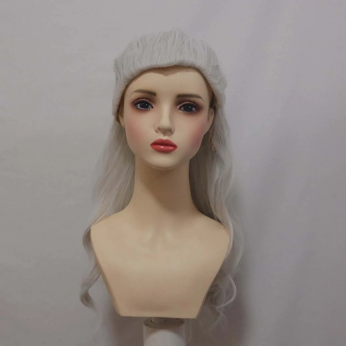 Parrucca per capelli ondulati bianchi argento Cosplay Geralt da uomo di Halloween