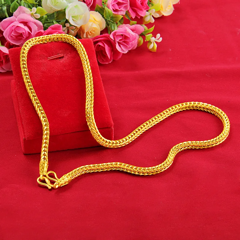 Men, keel chain 24K gold AU999 exquisite fine chain model, micro-carving craftsmanship portrays ten thousand characters texture