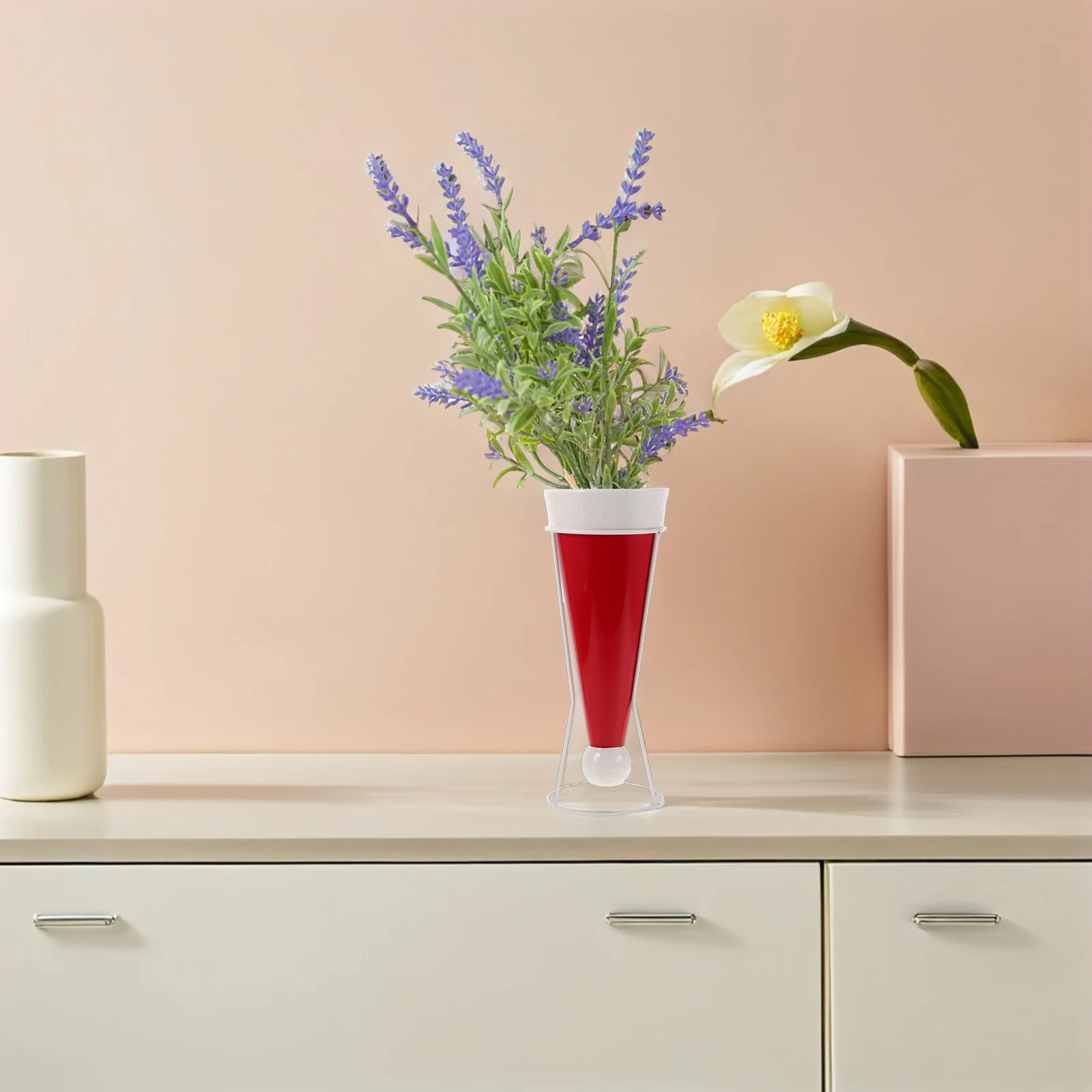 

Santa Hat Shaped Ceramic Vase Christmas Decor Vintage Floral Arrangement Holder for Home Living Room Bedroom Centerpiece