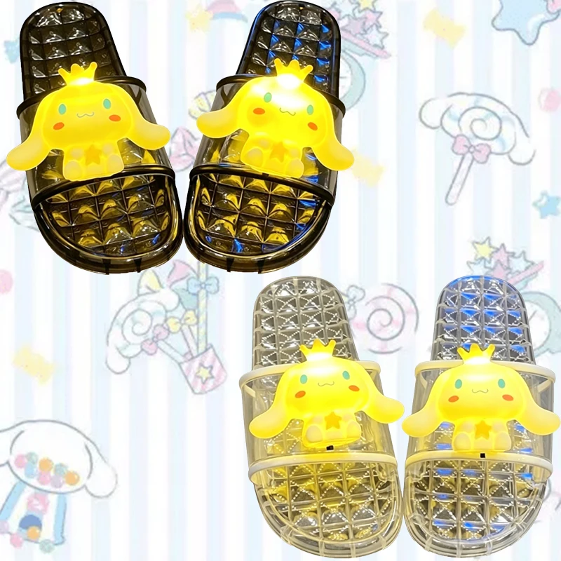 

Sanrio Cinnamoroll Luminous Slippers Bathroom Slippers House Slippers Crystal Sandals Cute Kawaii Non Slip Waterproof Summer