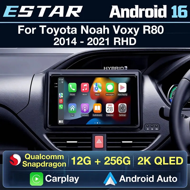 Wireless Carplay Android 16 Car Radio For Toyota Noah Voxy R80 2014 - 2021 DTS Video Player RDS Audio Navigation BT GPS Auto SWC