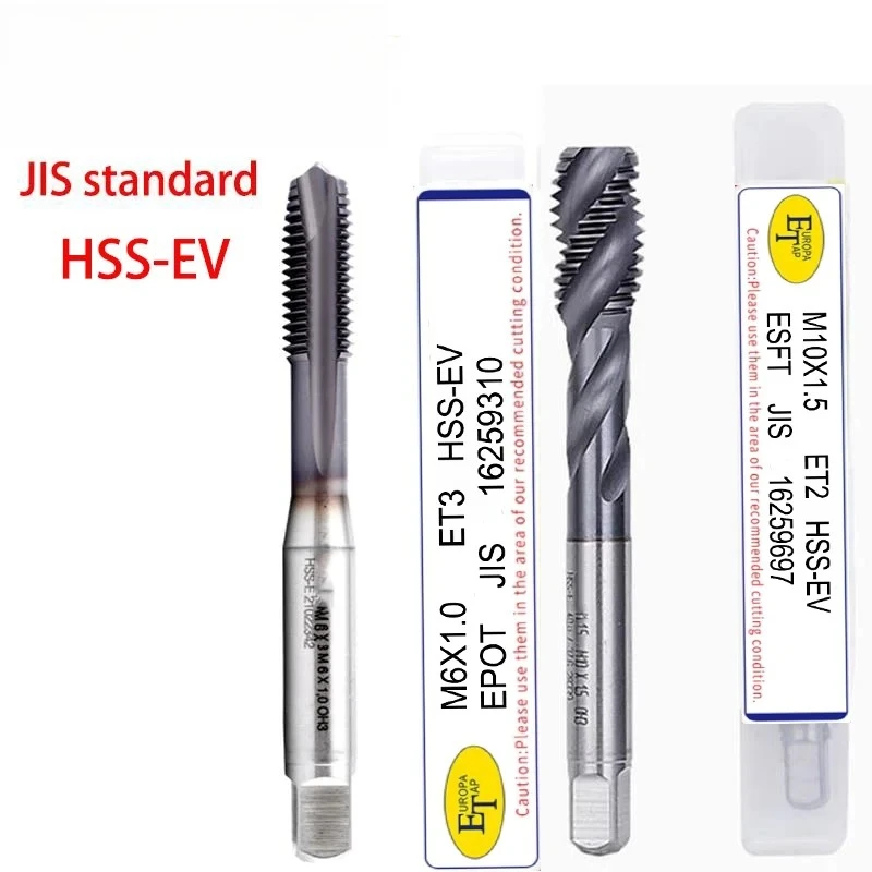 HSS-EV JIS Standard ET Spiral Fluted Tap M3 M4 M5 M6 M8 M10 M12 M14 M16 M18 M20 Machine Thread Spiral Pointed Tap