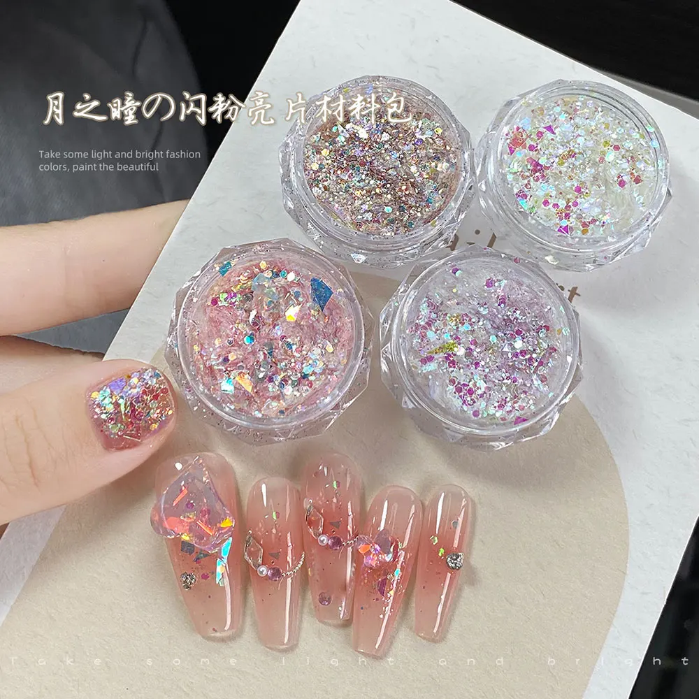 4Jars/set Mermaid Sparkle Nail Art Glitter Ultra-Thin Laser Flakes Holographic Sequins Irregular Loose Nail Art Dust Accessories