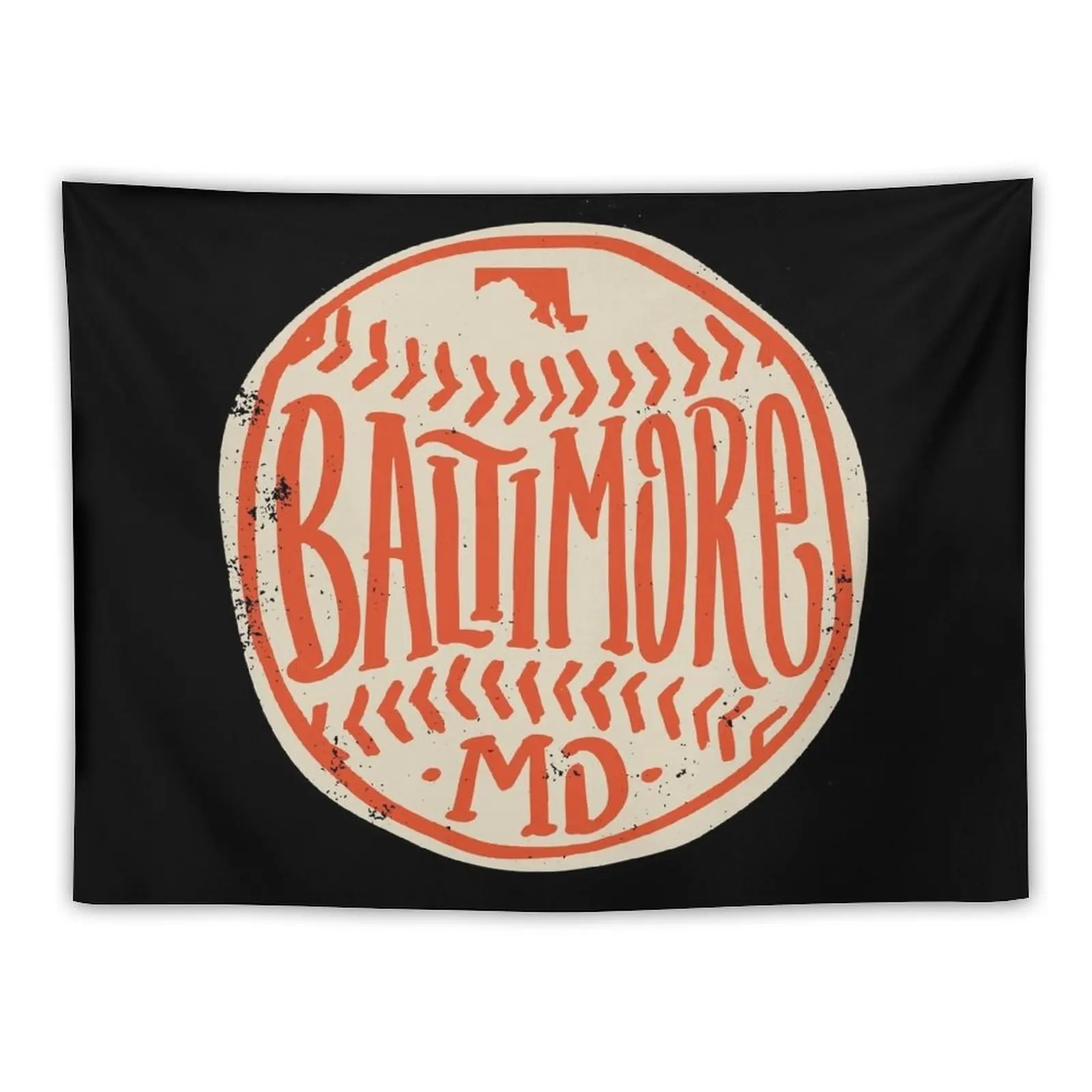 New Hand Drawn Baseball for Baltimore with custom Lettering Tapestry Wall Mural Bedroom Decor Bedroom Decoration