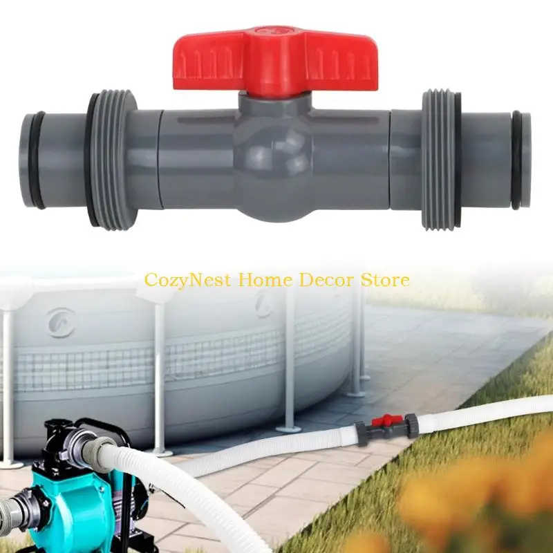 92MF Pool Hose Coupler With Shutoff for 1.5 Inch Hoses, Threaded Straight Joiner With Gaskets for Pool Hose Service and Filter