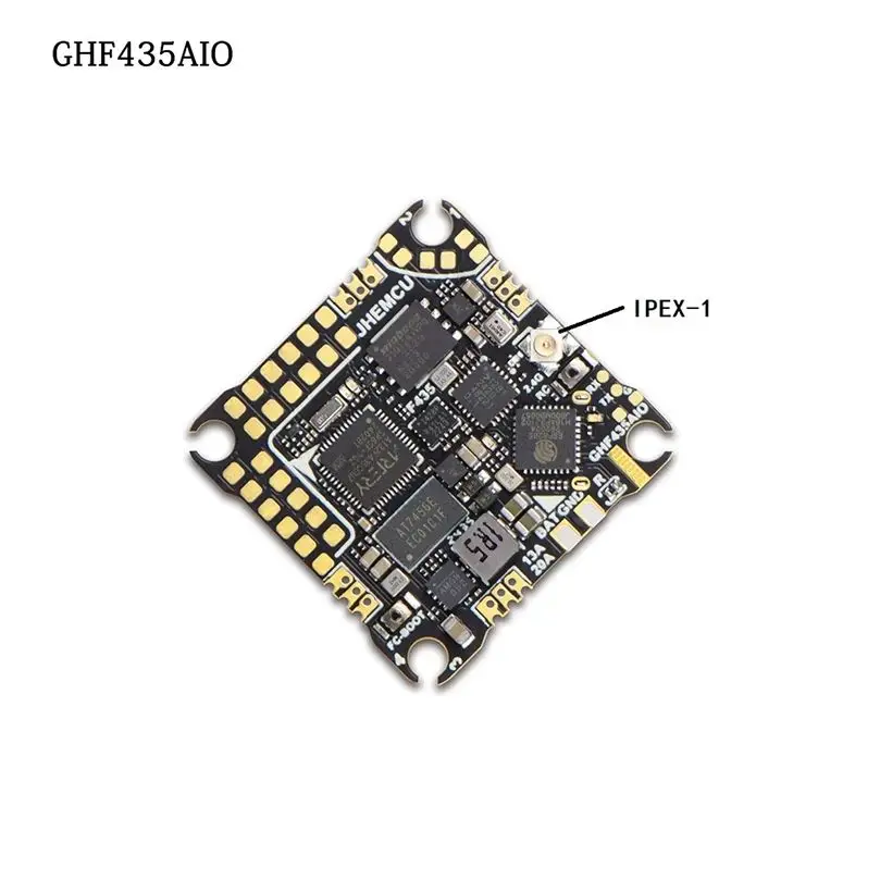 JHEMCU GHF435AIO V2 20A AIO Flight Controller 2-4S AM32 ESC Built-in ELRS 2.4G OSD Baro 16MB Blackbox GPS for RC FPV Drone