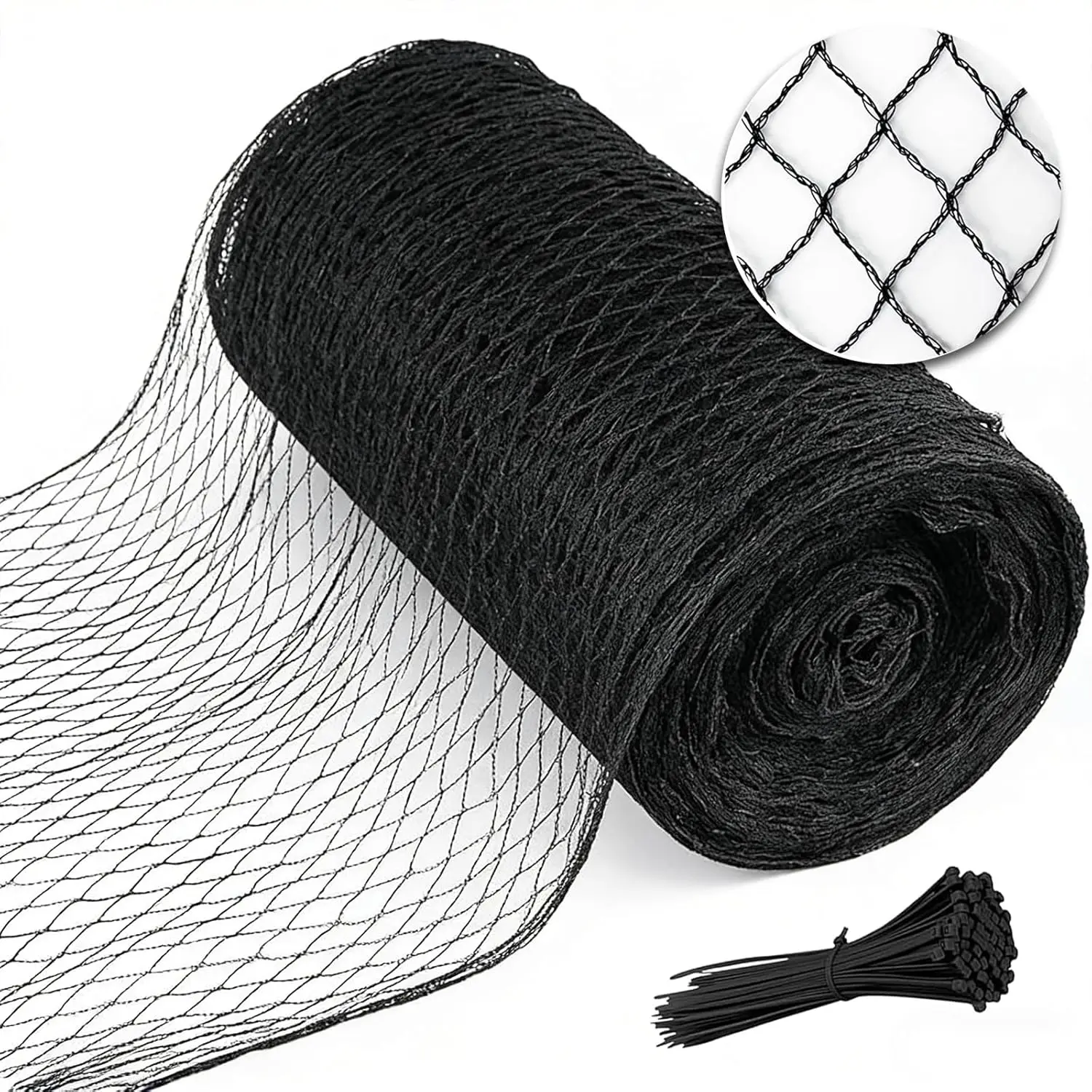 

Heavy Duty Black Garden Netting 7.5x100 FT for Fruit Trees, Chicken Coop, Pond Protection
