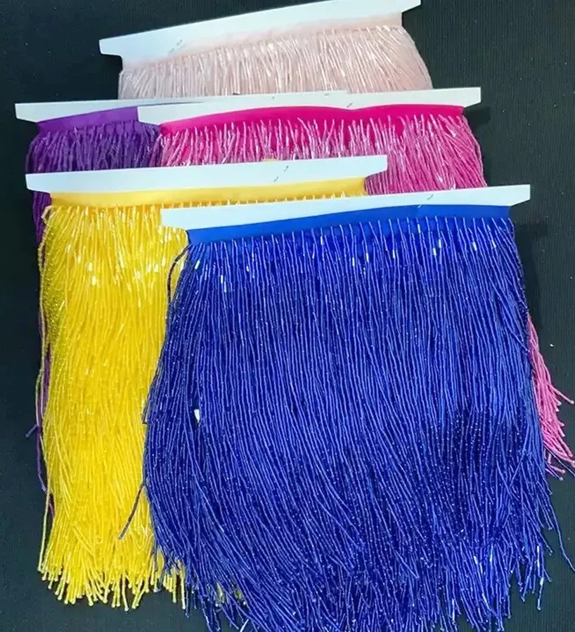 

for 10cm Long Silver Gold Line Beads Fringe Trim for Home Decor/Bridal Party Tassel Dress Vintage Heavy Beaded Accessories