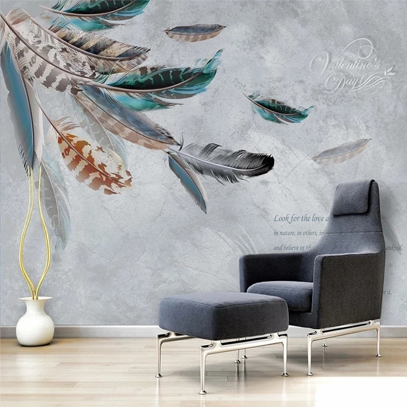 Customized 3D Modern Simple Plant Leaves Feathers Marble Patterns Wallpaper Living room TV background wall bedroom restaurant 8d