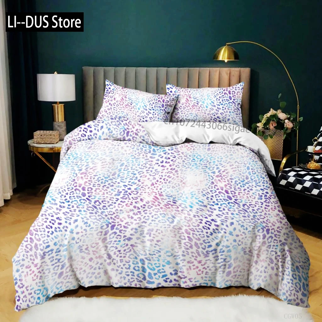 

Leopard Print Duvet Cover Pink Cheetah Print Bedding Set Wild Animal Theme Comforter Cover For Girl Teens Microfiber Quilt Cover