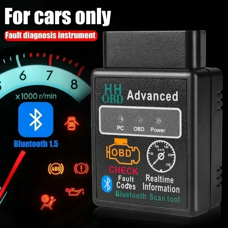 

Автомобильный сканер OBD2 Elm327 Bluetooth Устройство диагностики неисправностей автомобиля Считыватель кодов V1.5 OBDII Инструмент автоматической диагностики неисправностей для Android IOS