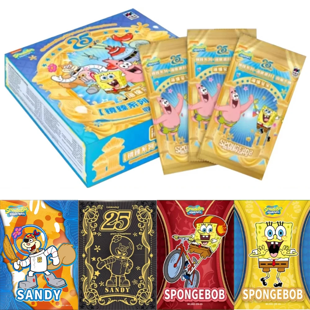 Novo bob esponja calças quadradas cartões 25th aniversário jingzhen série série submarina festa coleção cartões brinquedos presentes