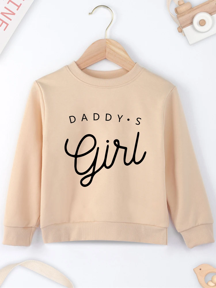 Daddy\'s Girl Print Minimalist Y2K Style Kids Sweater Yellow Baby Girls Comfy Hoodless Four Seasons Top Clothes Sweatshirts