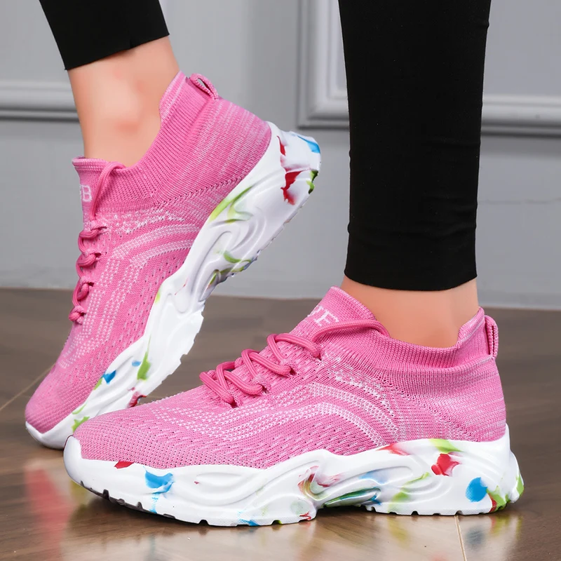 

Casual Sneakers for Women Breathable Knit Sock Shoes Lightweight Running Sports Shoes Ladies Dancing Shoe Fashion Slip Ons