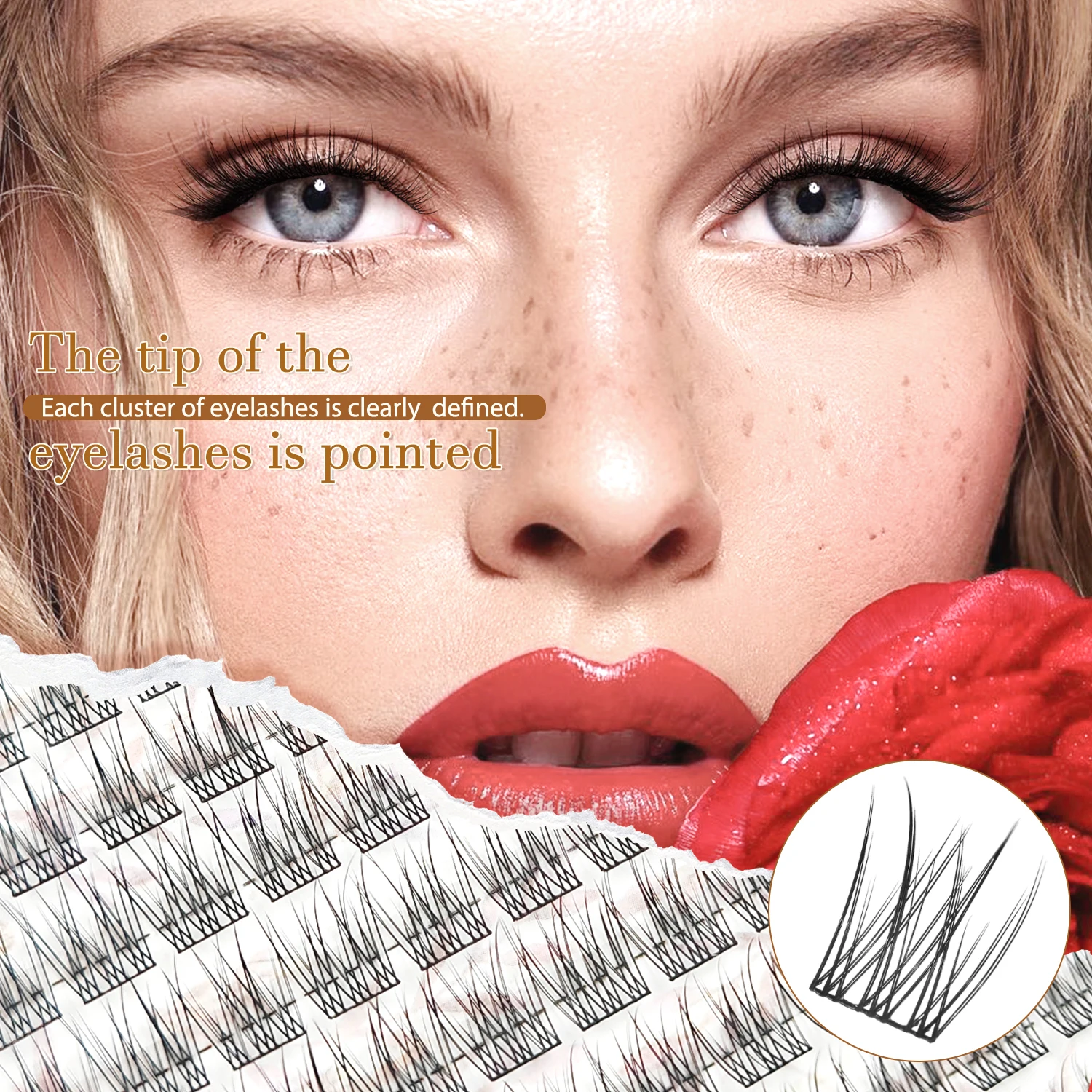 DFONO Triple-Fishtail Lash Clusters Kit, C/D Curl 10-12mm Individual Lashes with 48H+ Lash Bond and Seal, DIY Eyelash Extensions