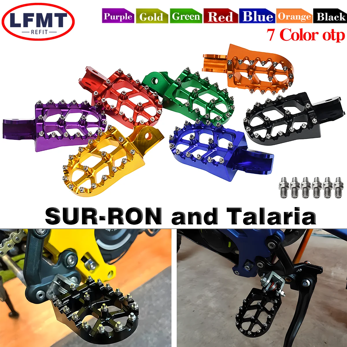 Electric Off-Road Motorcycle CNC Foot Pegs Pedals Footpegs Bracket For Sur-Ron Surron Sur ron Light Bee S & Light Bee X Parts